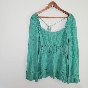Arden B Mint Green Crotchet Sweater